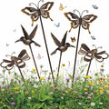 AceOrbit 6 Pcs Rusty Yard Stakes Spring Decor 11.8" Metal Butterfly Hummingbird Bee Stakes Rust Proof Plant Sticks Flowers Bed Decor for Farmhouse Outdoor Yard Lawn Patio Walkway Pathway (Insect)