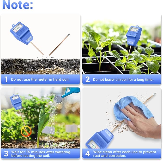 Dr.meter Soil Moisture Meter Tester for Plants, Hygrometer Moisture Sensor for Houseplants Indoor Outdoor Garden Lawn Use - Plant Water Gauge Test Kit - No Battery Needed - Gardening Gifts