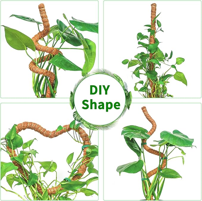 4 Pack Moss Pole, 35.4-Inch Moss Poles for Plants Monstera,Bendable Plant Support Stakes for Climbing Plants Indoor, Garden Trellis Plant Stick for Potted Plants, Pothos Philodendron