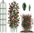 Joyhalo 2 Pack Trellis for Climbing Plants Outdoor, 6.2ft High Adjustable Garden Trellis for Flowers, Green Plastic Coated Steel Plant Stakes Use As Tomato Cage