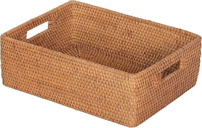 KOUBOO Laguna Rattan Shelf & Basket, Wicker Storage Basket, Ideal for Kitchen Storage Baskets Shelves, Decorative Box, Toys Home Organizer Natural