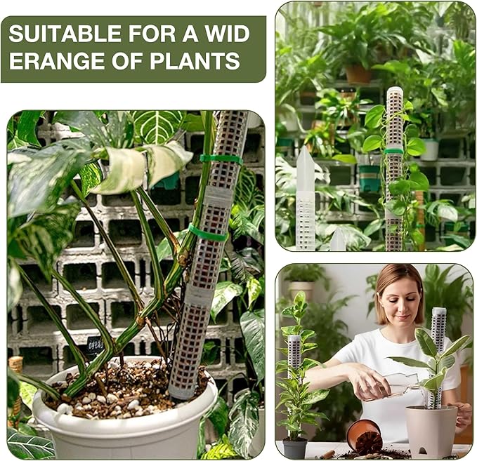 Sturdy Moss Poles for Climbing Plants - Extendable & Adjustable Small Moss Pole Monstera Plant Support Ideal for Indoor and Climbing Plants & More, Extendable Length 11.1'' to 31.2'', Set of 5