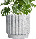 Ceramicfor Ceramic Flower Pots - 9.6 Inch Indoor Planter, Decorative Ceramic Plant Pots with Drainage Hole, Fluted Round Large Planter Outdoor, Living Room Decor, Gifts for Women Men, Black and White