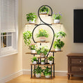 POZILAN Plant Stand Indoor with Grow Lights, 63'' Tall Indoor Plant Shelf, 9 Tiered Lighted Plant Stands for Living Room, Metal & Wood Corner Large Flower Holder for Alcony, Patio & Home, Black