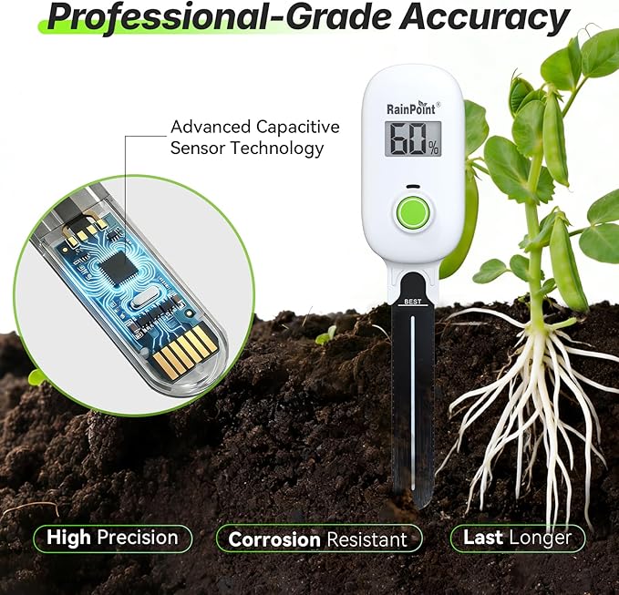 RAINPOINT Smart Digital Wireless Plant Moisture Meter Houseplants Indoor WiFi Hub Kit with Low/High Moisture Alert,Real-time Monitor Hygrometer Sensor Outdoor Gardening Push Notification&Email