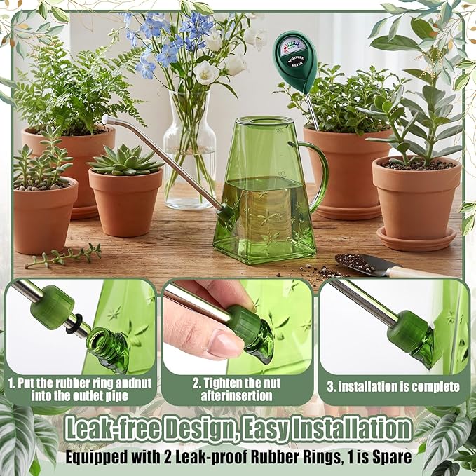 Indoor Plants Watering Can for Indoor Plants Long Probe Soil Moisture Meter Long Spout 47 oz Watering Cans Water Monitor Indicator for Pot Flower House Gardening Farming
