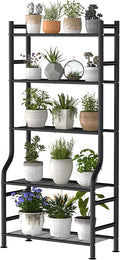 Livilord 5-Tier Plant Stand Indoor Outdoor, 64" Tall Metal Ladder Shelf for Multiple Flower Pot Holder, Waterproof Corner Garden Rack for Balcony Living Room, Black