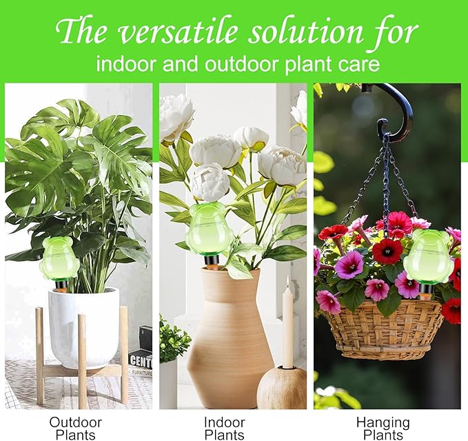 3Pcs Frog Plant Self Watering Globes for Indoor and Outdoor Plastic Water Bulbs Top Fill Plant Watering Globes Slow Release Terracotta Plant Watering Devices System for Plants, Green