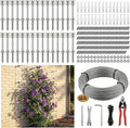 30 Set Wire Trellis Kit, 150ft x 2mm T316 Stainless Steel Cable & Cutter, Corrosion Resistant Outdoor Wall Espalier System for Climbing Plants and Vine Support (Installation Tools Included)