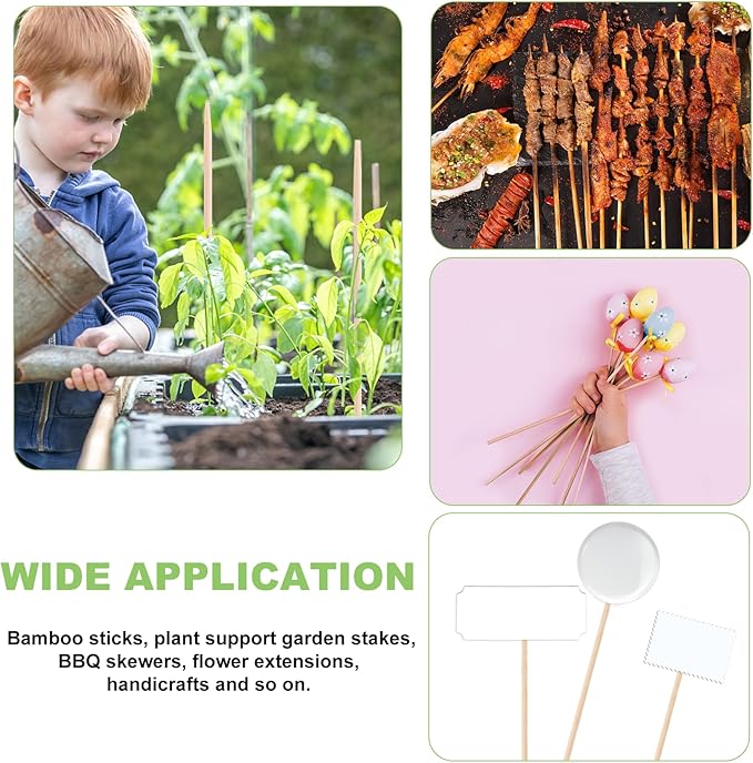PERSZEN Plant Stakes 50 PCS Garden Bamboo Sticks Plant Support Stakes for Indoor and Outdoor Plants, Wooden Sign Posting Flower Pot Garden Stakes(15" 25pcs+17" 25pcs)