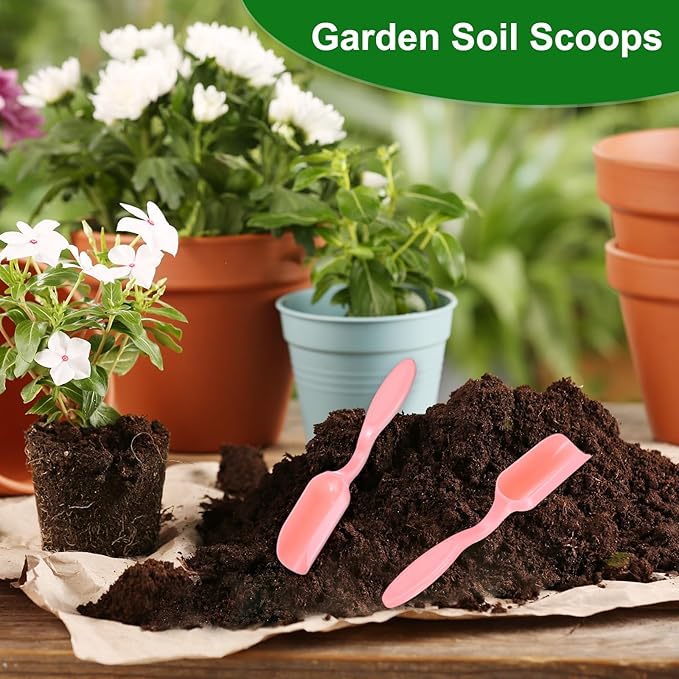 M METERXITY 10-Pack Mini Gardening Shovel Spoons, Plastic Garden Soil Scoops for Cultivation Digging Transplanting/Flower Planting/Plant Succulent, Colorful Small Gardening Tools [Pink]