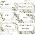 Kanayu 48 Pcs Eucalyptus Magnetic Dry Erase Labels Reusable Name Tag Plate Flexible Magnetic Label Sticker Blank Writable Card for Whiteboard Classroom Home Office Fridge (Classic,1.97 x 4.53 Inch)
