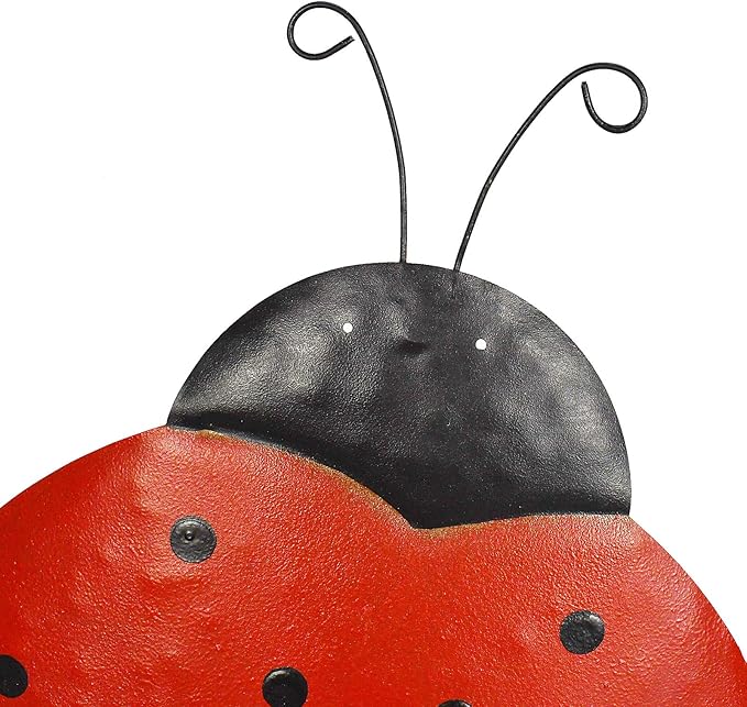 Garden Decor Metal Yard Stakes Spring Lawn Art Decorative Plant Stake Indoor Outdoor Ornaments Decoration for Patio Pathway Backyard (Ladybug)