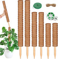 ROADPLUM 102 Inch Moss Pole for Plants Indoor (2*21.7", 2*16.5", 2*12.6") 6Pcs Coco Coir Pole Monstera Plant Support Pole for Plants Climbing with 65.6ft Twist Tie, Plant Tie and Jute Rope for Potted