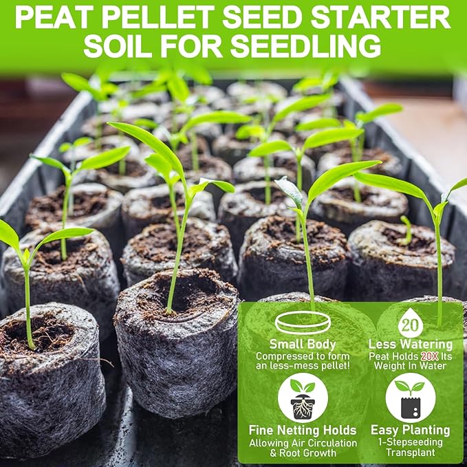 Legigo 200 Pcs 30mm Peat Pellets Seed Starter Soil Pods, Seedling Soil Peat Pods for Seed Starting, Compressed Seed Pod Starter Plugs for Garden Vegetables Plant Cuttings Herbs and Flowers