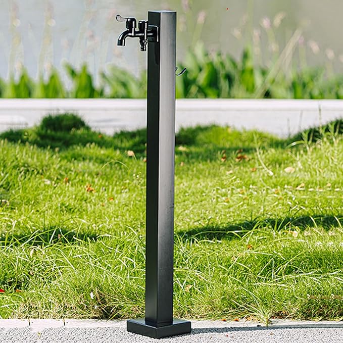 Stainless Steel Garden Water Column with Faucet, Outdoor Hose Holder & Metal Water Pipe Extension, 95CM Fountain Water Dispenser & Hydrant Stake for Garden Use