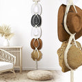Yulejo Macrame Hat Hangers Boho Hat Rack Cowboy Hat Hanger Back of Door Hat Organizer (White,Five Hats Style)