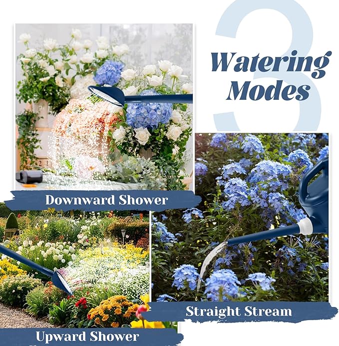 1 Gallon Watering Can, Garden Watering Can Outdoor, Plant Water Can with Removable Long Spout and Stainless Steel Sprinkler Head, Plastic Indoor Watering Cans for Gardening Flower Plants