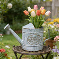 Vintage Galvanized Metal Watering Can, Magnolia Greenhouse Design, Decorative Watering Pot, Functional Garden Waterer for Indoor Outdoor Plant Care, Rustic Decor for Home Garden Patio