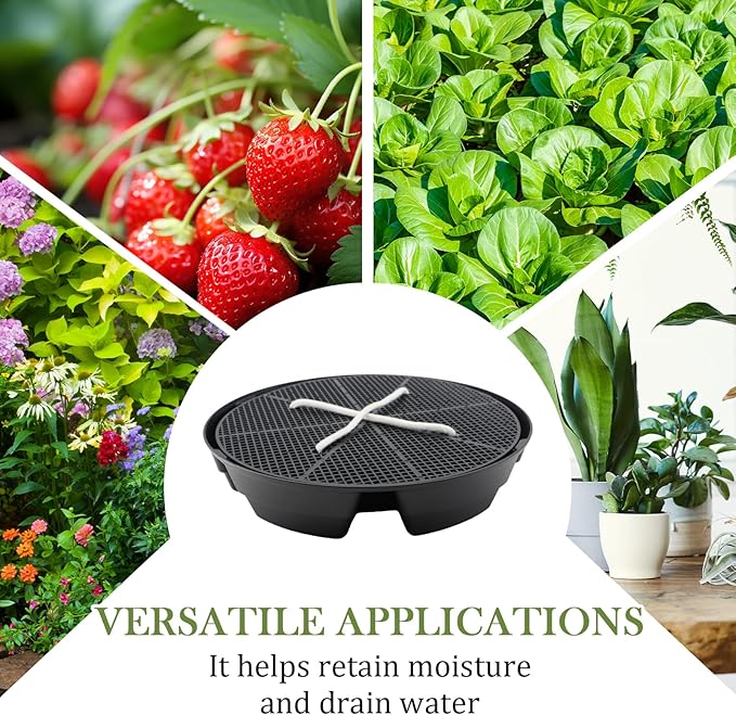 5-Pack 12" Self Watering Pots for Indoor Plants, Plastic Plant Saucer, Bottom Plant Water Catcher Tray, Indoor/Outdoor Greenhouse Garden Auto-Irrigation System for 5 Gallon Fabric Grow Bag