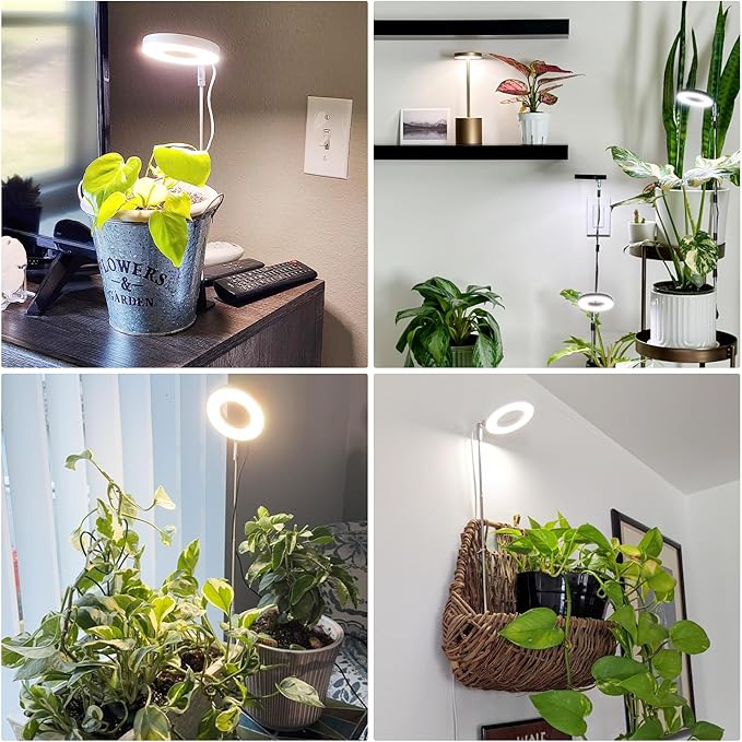 Aokrean Grow Lights for Indoor Plants, Full Spectrum Plant Lights for Indoor Growing with with 3/9/12H Timer, 3 Color Modes, 10 Brightness, 6.5"-26" Height Adjustable Small Grow Light, 1 Pack(3.4in)