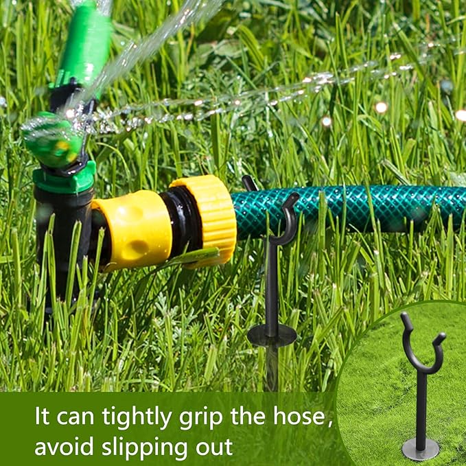 Taiyin 30 Pcs 3/4'' Garden Hose Holder Brackets Garden Guide Holder Decorative Outdoor Guide Stakes Support Spike Plant Tool to Keep Off Lawn for Yard (Black)