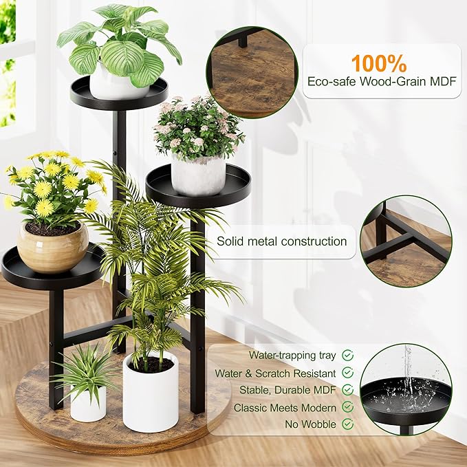 3 Tier Plant Stand Indoor Tall Plant Shelf, Corner Plant Table for Multiple Plants, Tiered Flower Stand for Patio Balcony Porch Garden Living Room House