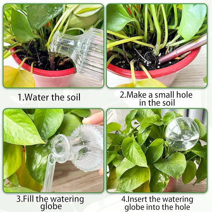 Gddochn 12 Pcs Clear Plant Watering Globes,Garden Plastic Self-Watering Bulbs,Automatic Watering Globes for Plant Indoor Outdoor