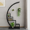Patikuin 5-Tier Half Moon Metal Plant Stand Set of 2 – Tall Indoor & Outdoor Ladder Flower Shelf Rack with Hanging Hooks, Modern Multi-Tier Display for Living Room, Balcony & Garden