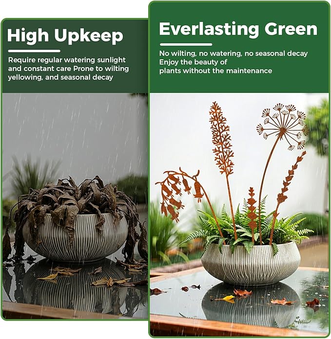 5-Pack Rustic Metal Decorative Garden Stakes, Multiple Nature-Inspired Designs, Metal Flowers Indoor&Outdoor Garden Decor, Gift-Boxed Yard Art for Pots, Planters Flower Beds (Wildflower Mix Set)