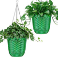 QCQHDU Hanging Planters for Indoor Plants, 2-Pack 7.2 Inch Self Watering Hanging Pots, Plastic Plant Hanger with Drainage Holes and 3 Hooks Chains for Garden Home (Emerald)