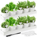 FoldTier 2 Sets Herb Garden Planter Indoor Kit with Trey 10 Pcs Metal Windowsill Plant Pots with Drainage Holes Indoor Herb Planter with Marker and Labels for Home Outdoor Plants(White)