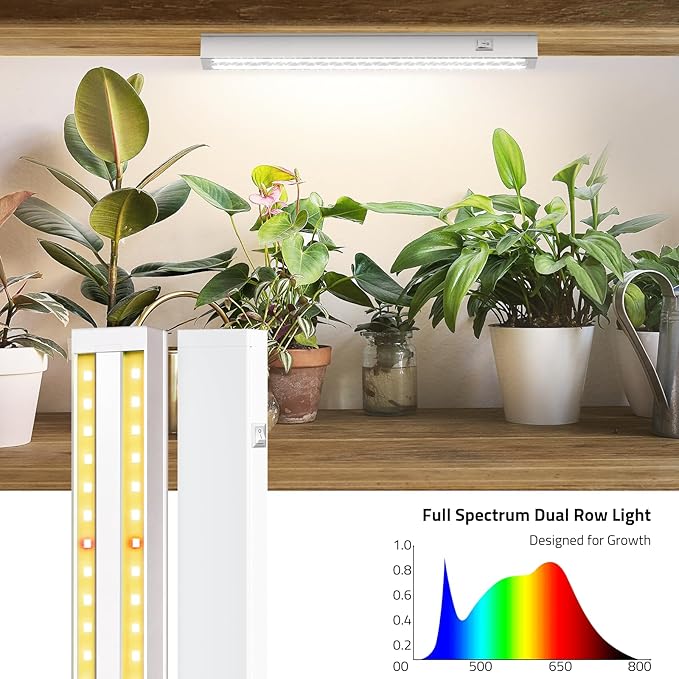 FOXGARDEN Grow Lights for Indoor Plants, 1FT 32w (4×8W) Full Spectrum LED Plant Growing Lamp, Grow Light Strip, Plug and Play, Separate Switch, 4-Pack