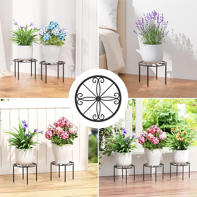 bussdis Plant Stand 1 PCS-10.2 IN Flower Pot Stand Plant Rack for Indoor and Outdoor Courtyard Gardens Black