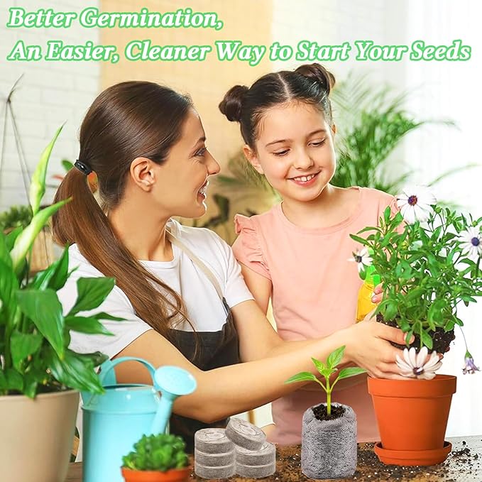 Legigo 50 PCS 40mm Peat Pellets Seed Starter Soil, Compressed Seed Starting Pods Plant Starter Soil Pods Plugs for Seedlings, Peat Pods for Starting Seeds, Herbs Tomatoes Flowers and Vegetables