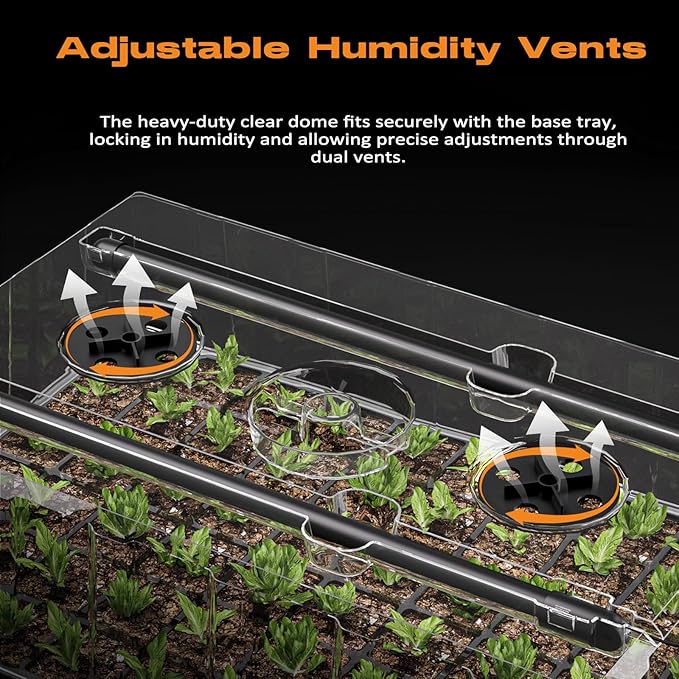 Patigrow 120-Cell Self-Watering Seed Starter Tray with Grow Light, Seed Starter Kit with 4.07” Humidity Dome, Indoor Seedling Starter Tray, Seed Starting Trays for Plant Germination, Seeds Growing