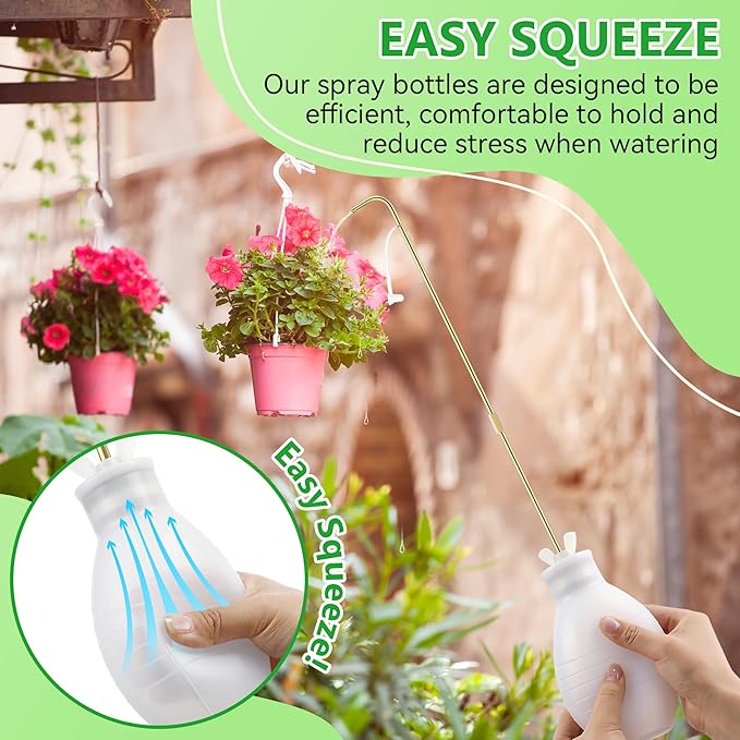 Squeeze Bottle for Hanging Plants, 19" Long Spout Plant Watering Bottle, Easy Squeeze Indoor/Outdoor Watering Can Alternative, Precise Sprinkling for Hanging Baskets, Houseplants(14 oz)