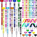 291 Pcs Beaded Garden Stakes Kit, DIY Fairy Wand Garden Stakes Beads Kit Colorful Large Hole Bead Crystal Stopper Top 10 Stainless Steel Threaded Rod Beaded Fairy Wands Supplies For Outdoor Decorative
