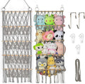 42cm Wide Gray Stuffed Animal Storage Hammock Corner Wall Hanging Storage Holder Boho Macrame Plush Toy Organizer Net for Stuffed Animal