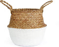 Woven Seagrass Belly Basket for Storage, Laundry, Picnic, Plant Pot Cover, and Grocery and Toy Storage (Large, White)