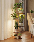 GENTINGBRO Plant Stand with Grow Light for Indoor Plants Corner Plant Stand 6 Tier Metal Plant Shelf Tall Plant Stand Plant Table Flower Stand for Living Room Bedroom Balcony Patio Brown Oak