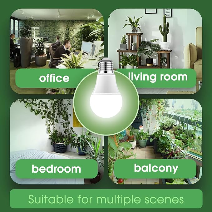 Briignite Grow Light Bulbs, Full Spectrum Grow Light Bulb, LED Grow Light Bulb A19 Bulb, Plant Light Bulbs E26 Base, 11W Grow Bulb 100W Equivalent, Grow Light for Indoor Plants, Seed Starting, 2 Pack