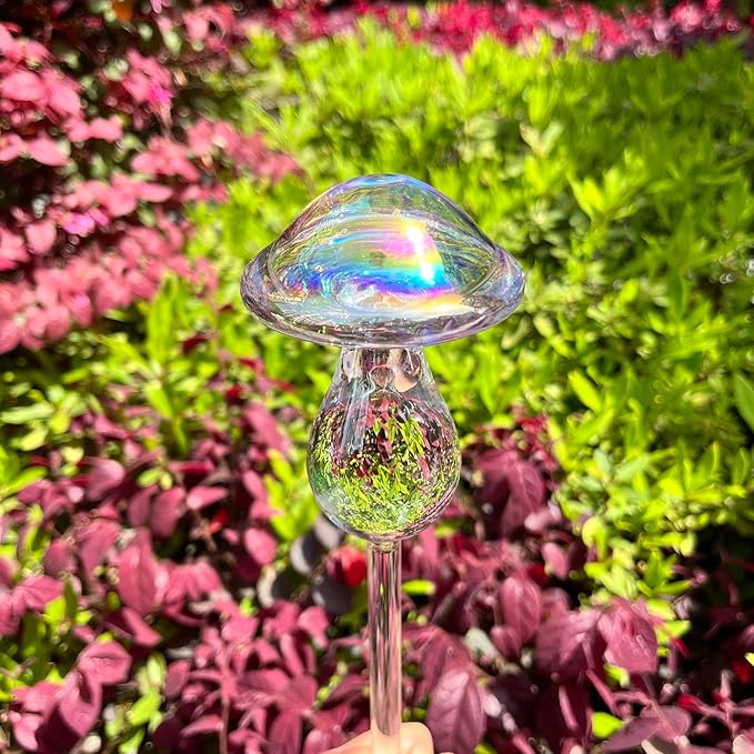 Kingbuy Iridescent Mushroom Self-Watering Globes for Plants - 4 Pack Automatic Plant Waterer Indoor/Outdoor, Plant Watering Devices with Continuous Moisture Supply, No Electricity Needed