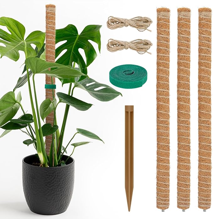 TLAZZ 54 Inch Moss Pole, 3 Pack 16 Inch Moss Poles Monstera Plant Support, Moss Poles for Climbing Plants Indoor, Coir Plant Pole Sticks Support Stakes for Potted Plants, Pothos, Philodendron