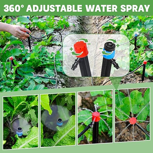 Maotong 55ft Drip Irrigation System Kit, Garden Watering System DIY Automatic Irrigation Equipment Set for Lawn Raised Bed Greenhouse Plant Watering with 1/4'' Tubing, Drip Emitters, Connectors
