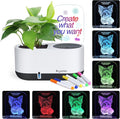 Self-Watering Plant Pot with LED Note Board & 7 Colors Pen, Led Acrylic Message Board with Plant Pot,Dog Board Night Light with Planting Pot for Mother's Day/Thanksgiving/Gifts(No Plant&Seed)