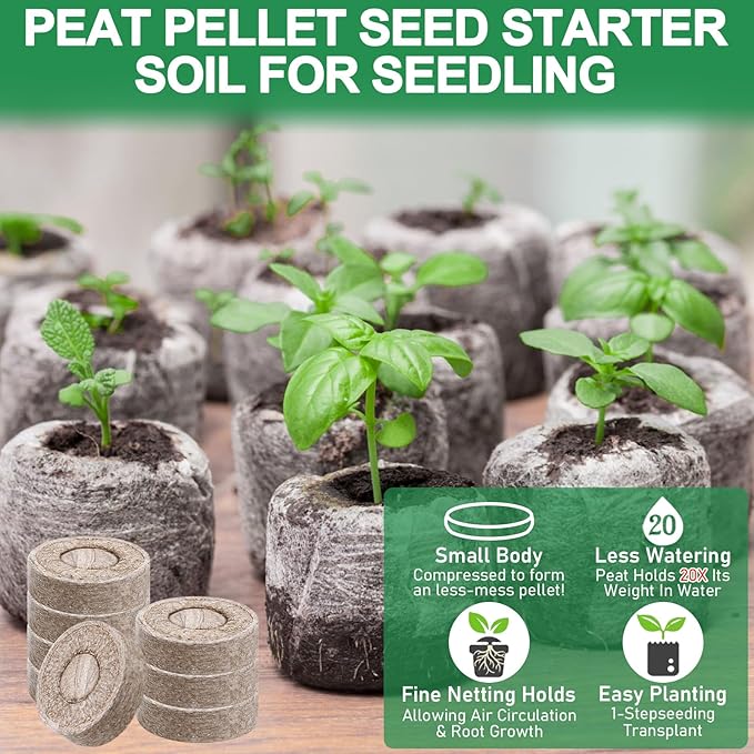 Legigo 50 Pcs 36mm Seed Starter Peat Pellets for Seedlings- Compressed Seed Starter Pods Seed Starting Pellets Plugs Soil Peat Pods for Starting Seeds, Garden Planting Herb Flower Vegetables