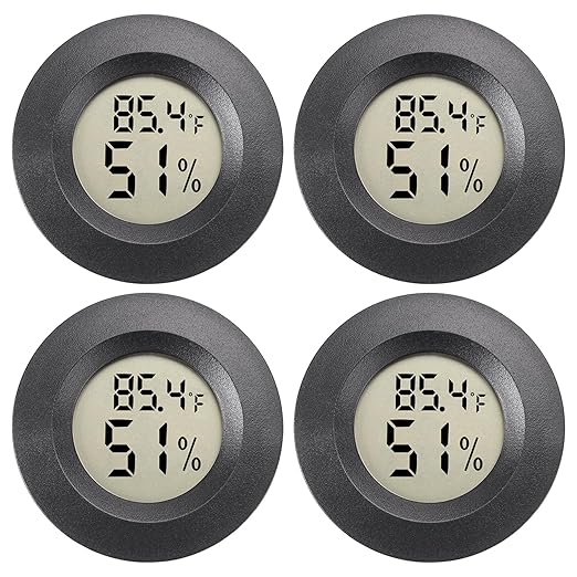Mini Hygrometer Digital Thermometer Humidity Meter 4 Pack Hygrometer Thermometers Indoor/Outdoor Humidity Monitor Reptile Thermometer for Greenhouse Garden Cellar Fahrenheit(℉)/ Celsius(℃)