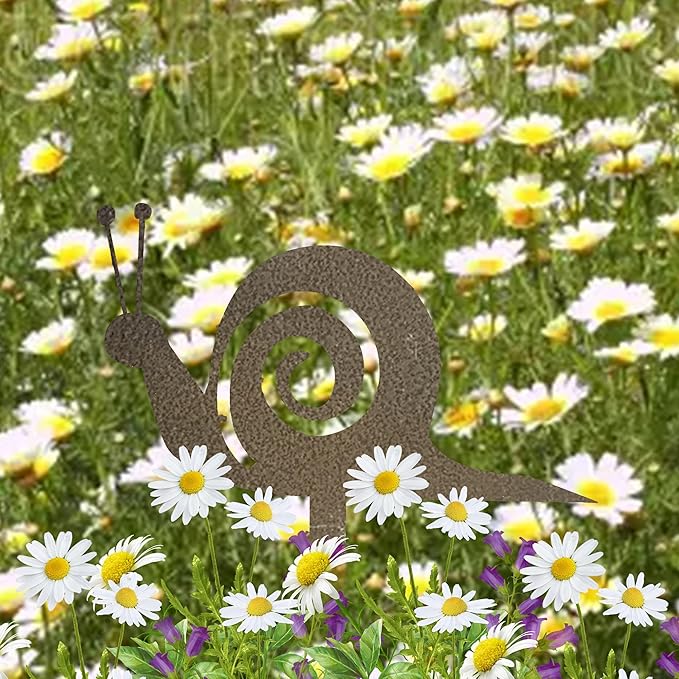 Snails Garden Stake Rustic Rusty Snail Country Weathered Iron Lawn Ornament Farm Yard Outdoor Decor,Brass
