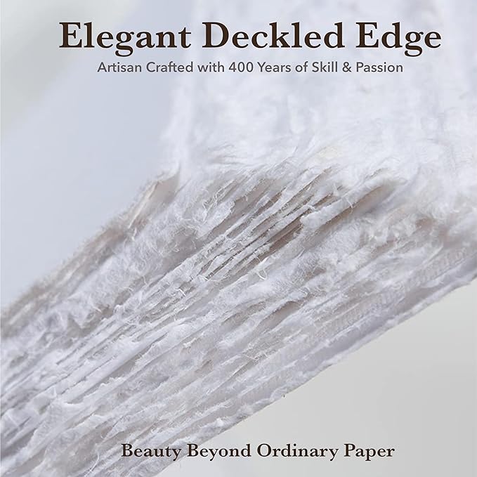 Wanderings Handmade Deckle Edge Tent Cards – Folded to 2"x3.5" – 150 GSM - 25-Pack – Textured Cotton Paper – Ideal for Blank Names, Table Settings, Gift Tags, Love Notes